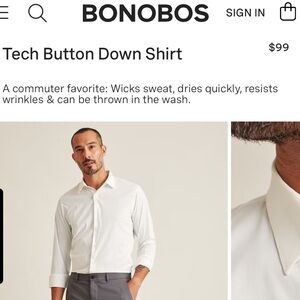 Men's Bonobos Tech Button Down Shirt White Medium